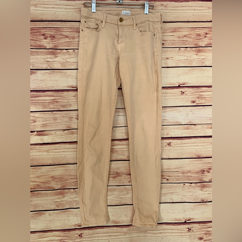 MOTHER The Looker Peach Sand Dunes Skinny Jeans, Size 27